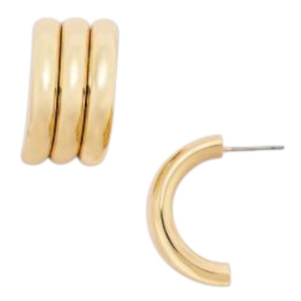 AQUA Triple Row Shield Drop Earrings In 14k Gold Plated